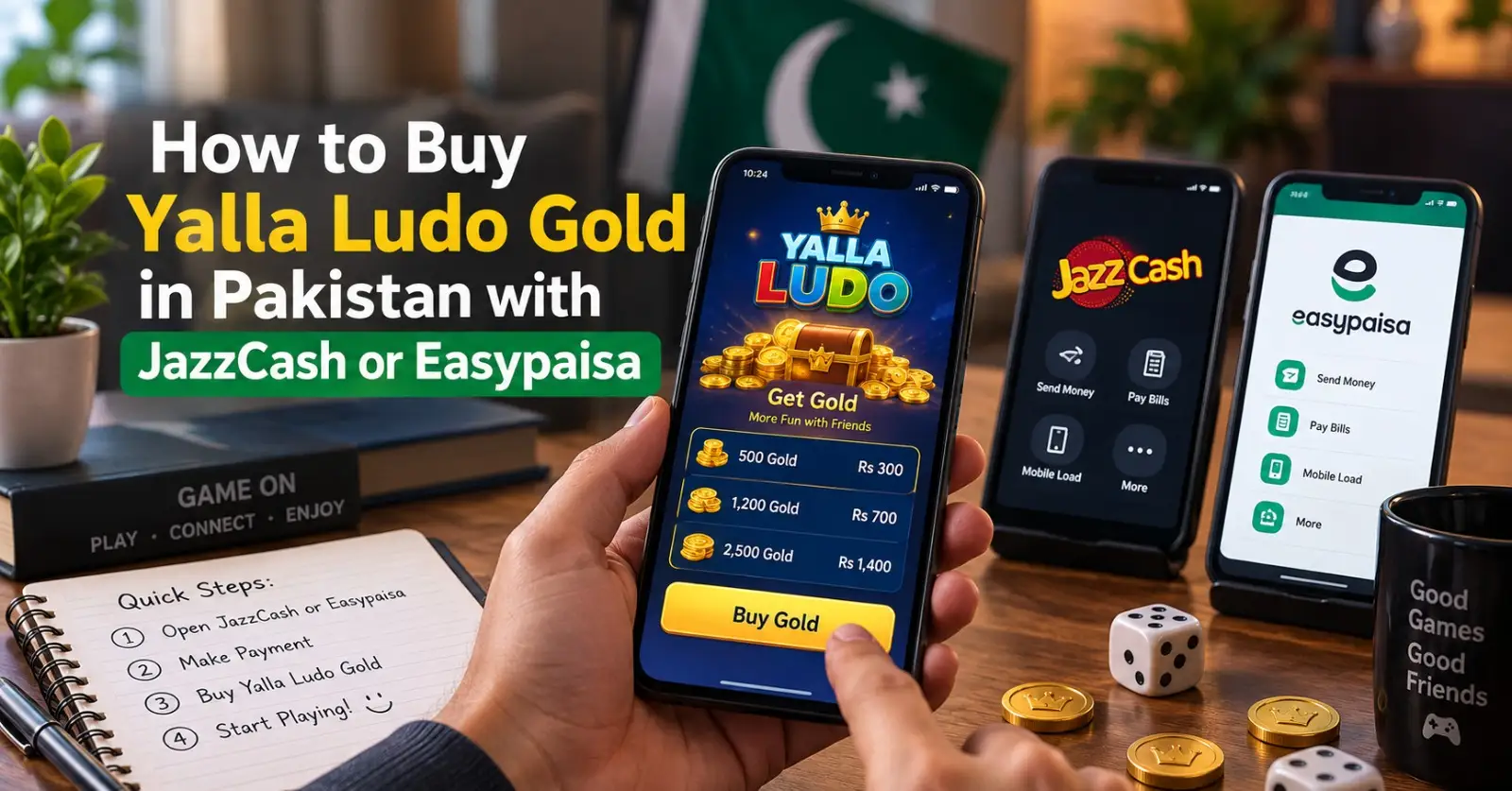 How to Buy Yalla Ludo Gold in Pakistan with JazzCash or Easypaisa